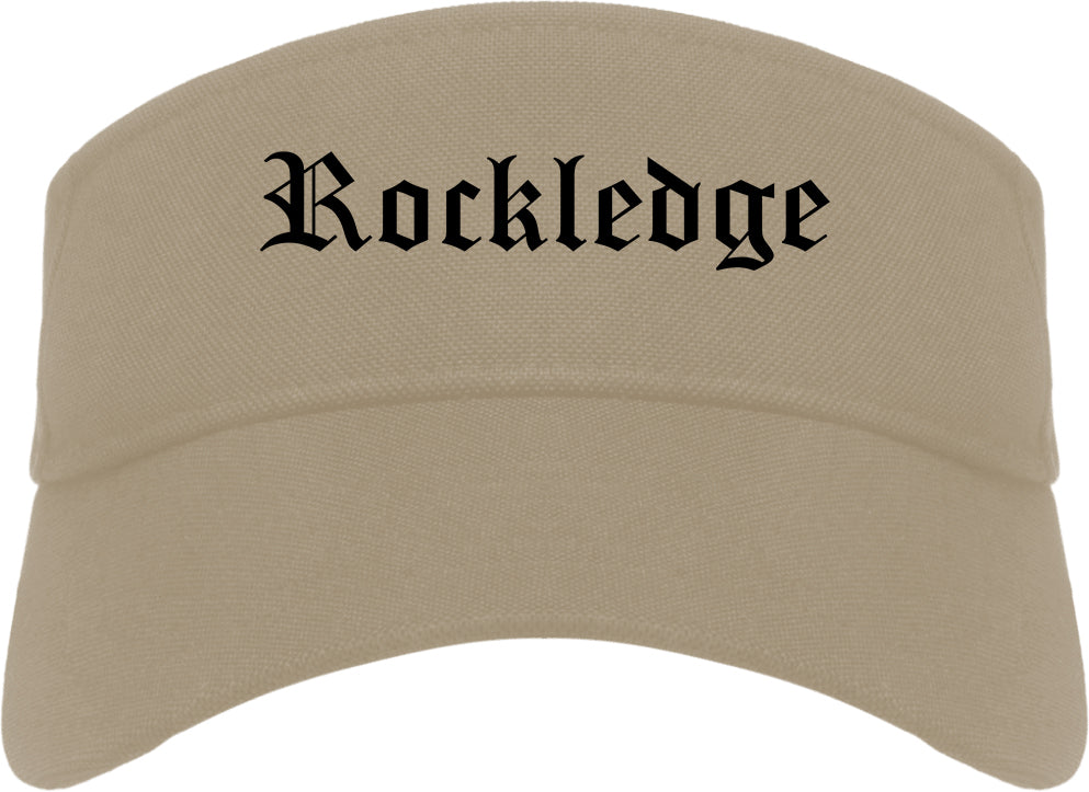 Rockledge Florida FL Old English Mens Visor Cap Hat Khaki
