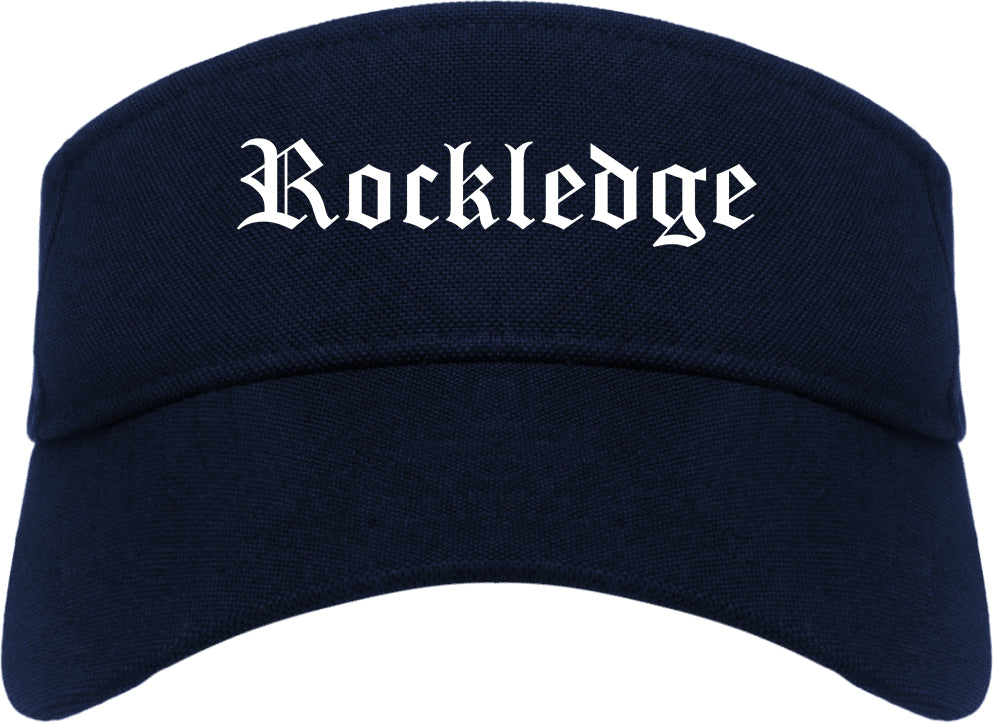 Rockledge Florida FL Old English Mens Visor Cap Hat Navy Blue
