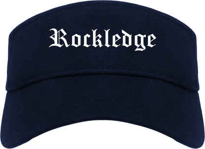 Rockledge Florida FL Old English Mens Visor Cap Hat Navy Blue