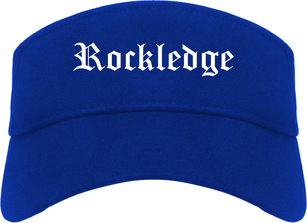 Rockledge Florida FL Old English Mens Visor Cap Hat Royal Blue