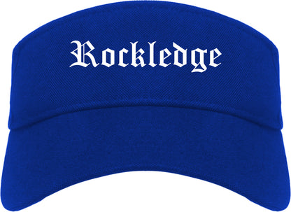 Rockledge Florida FL Old English Mens Visor Cap Hat Royal Blue