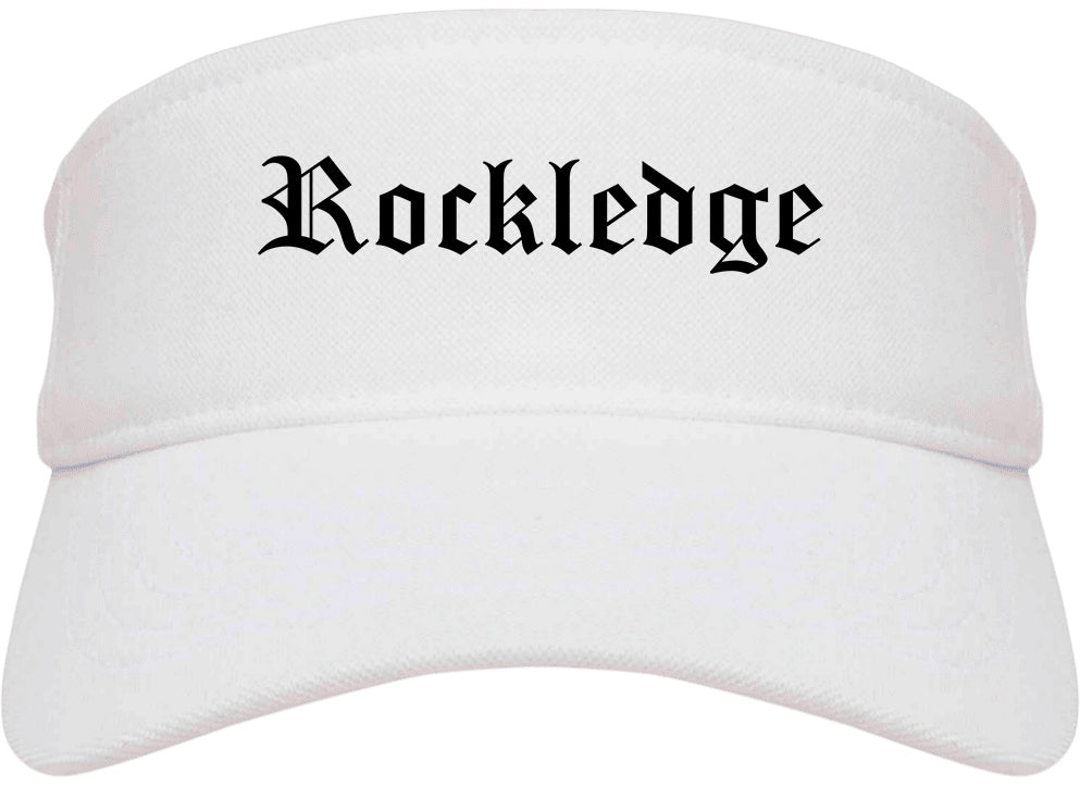 Rockledge Florida FL Old English Mens Visor Cap Hat White
