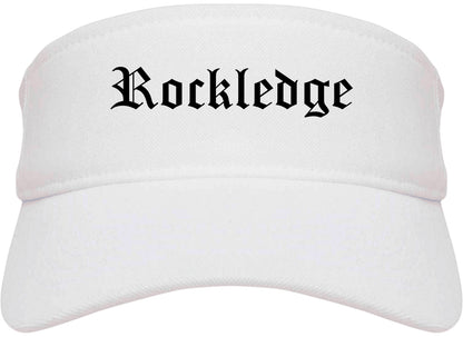 Rockledge Florida FL Old English Mens Visor Cap Hat White