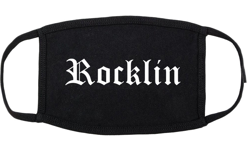 Rocklin California CA Old English Cotton Face Mask Black