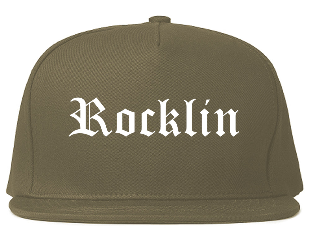 Rocklin California CA Old English Mens Snapback Hat Grey