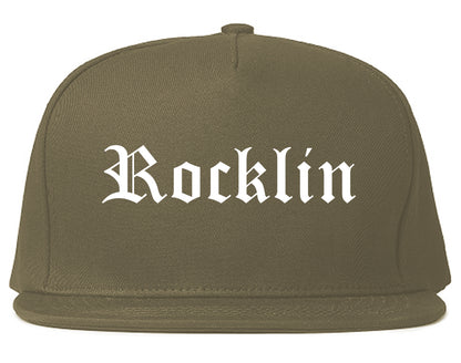 Rocklin California CA Old English Mens Snapback Hat Grey