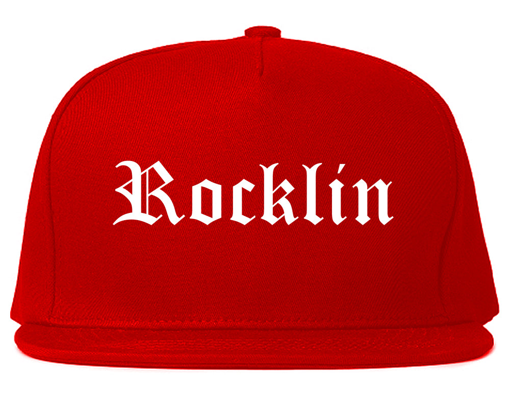Rocklin California CA Old English Mens Snapback Hat Red