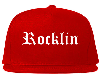 Rocklin California CA Old English Mens Snapback Hat Red