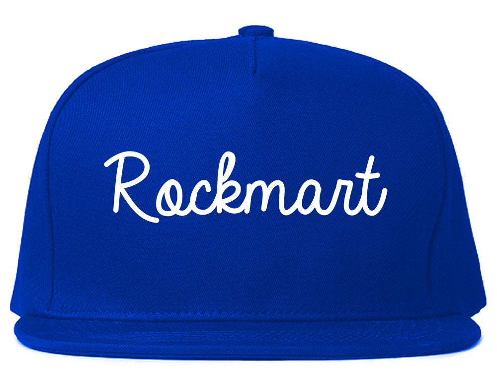 Rockmart Georgia GA Script Mens Snapback Hat Royal Blue
