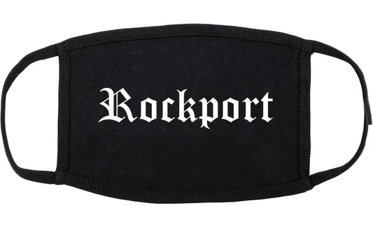 Rockport Texas TX Old English Cotton Face Mask Black