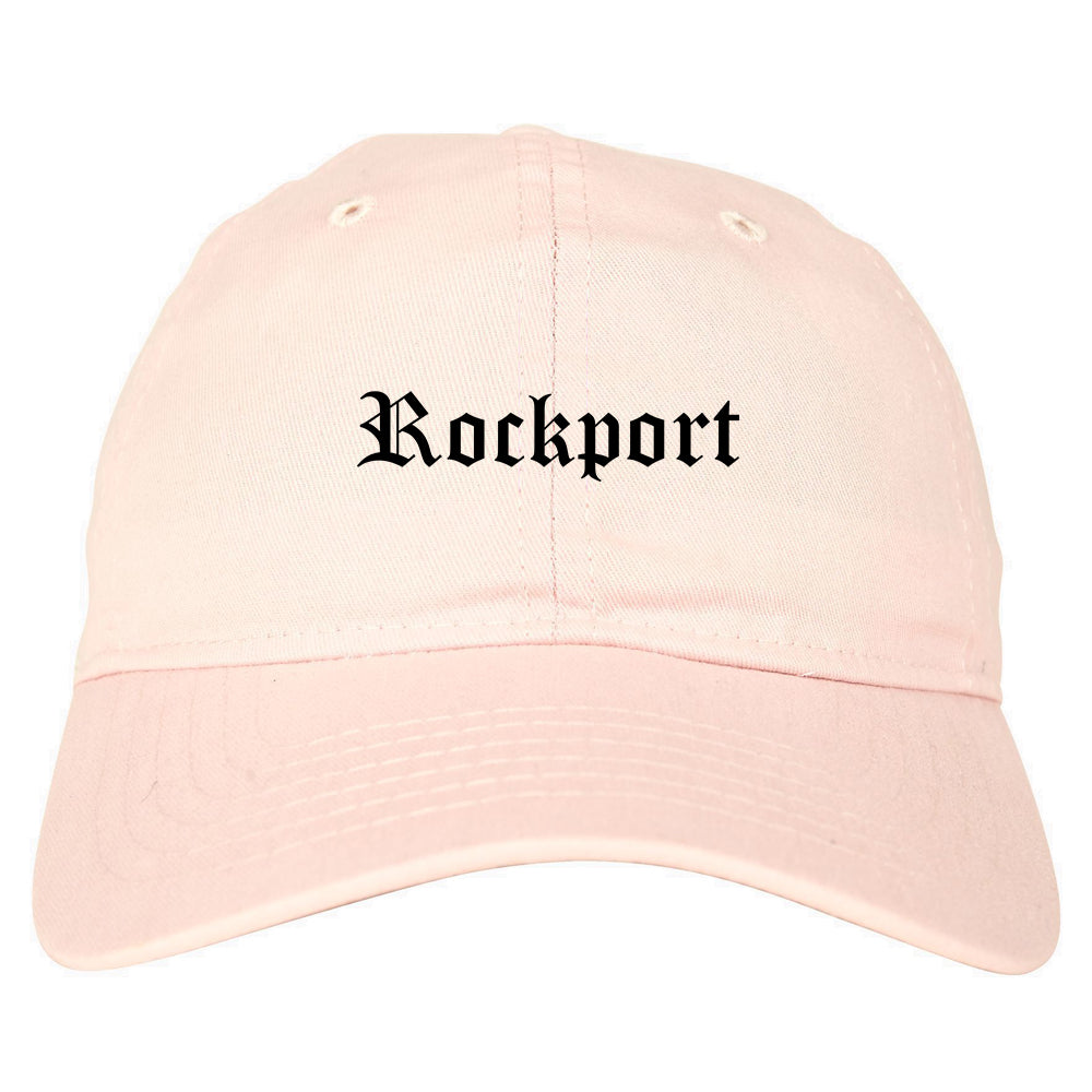Rockport Texas TX Old English Mens Dad Hat Baseball Cap Pink