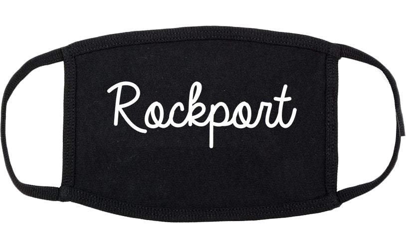 Rockport Texas TX Script Cotton Face Mask Black