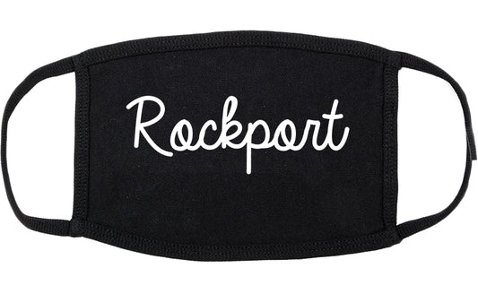 Rockport Texas TX Script Cotton Face Mask Black