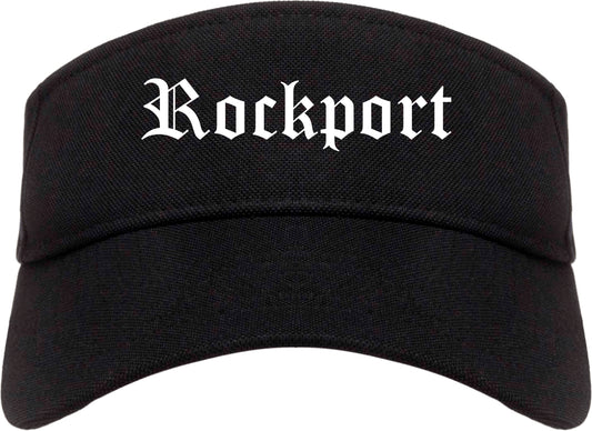 Rockport Texas TX Old English Mens Visor Cap Hat Black