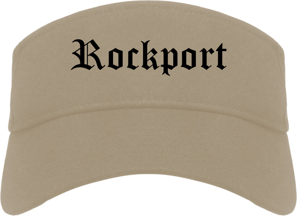 Rockport Texas TX Old English Mens Visor Cap Hat Khaki