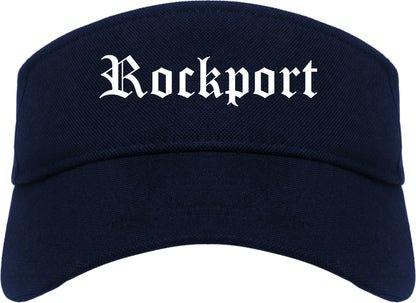 Rockport Texas TX Old English Mens Visor Cap Hat Navy Blue