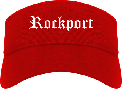 Rockport Texas TX Old English Mens Visor Cap Hat Red