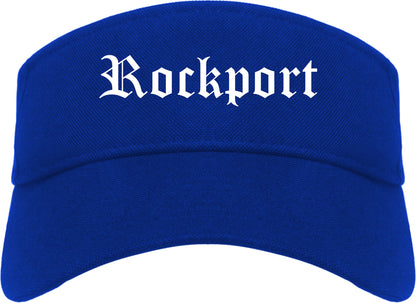 Rockport Texas TX Old English Mens Visor Cap Hat Royal Blue