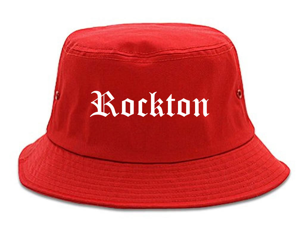 Rockton Illinois IL Old English Mens Bucket Hat Red