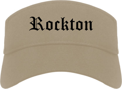 Rockton Illinois IL Old English Mens Visor Cap Hat Khaki