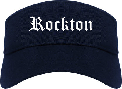 Rockton Illinois IL Old English Mens Visor Cap Hat Navy Blue