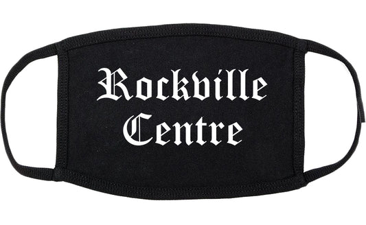 Rockville Centre New York NY Old English Cotton Face Mask Black