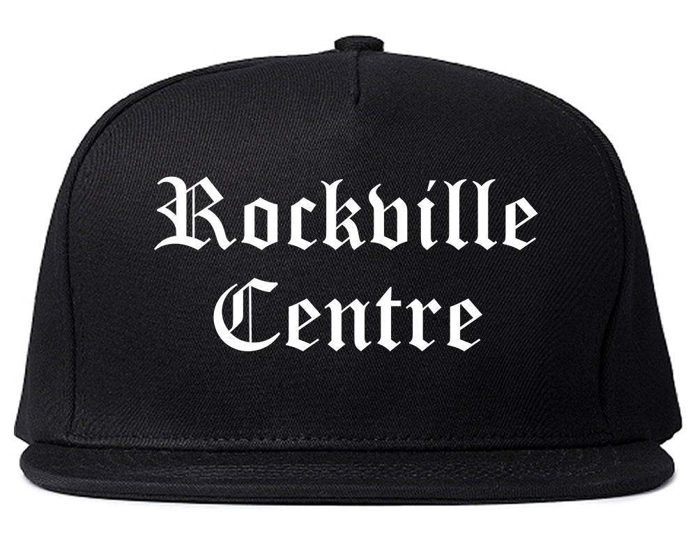Rockville Centre New York NY Old English Mens Snapback Hat Black