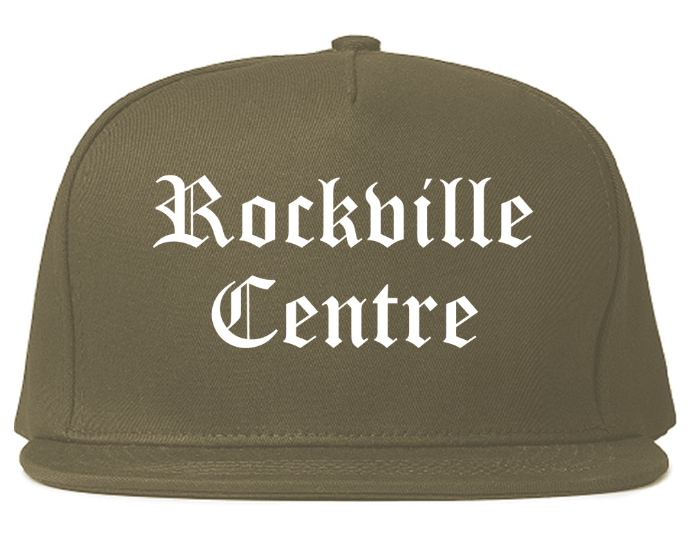 Rockville Centre New York NY Old English Mens Snapback Hat Grey