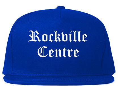 Rockville Centre New York NY Old English Mens Snapback Hat Royal Blue