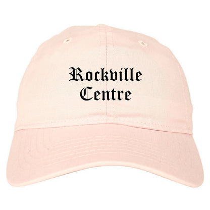 Rockville Centre New York NY Old English Mens Dad Hat Baseball Cap Pink