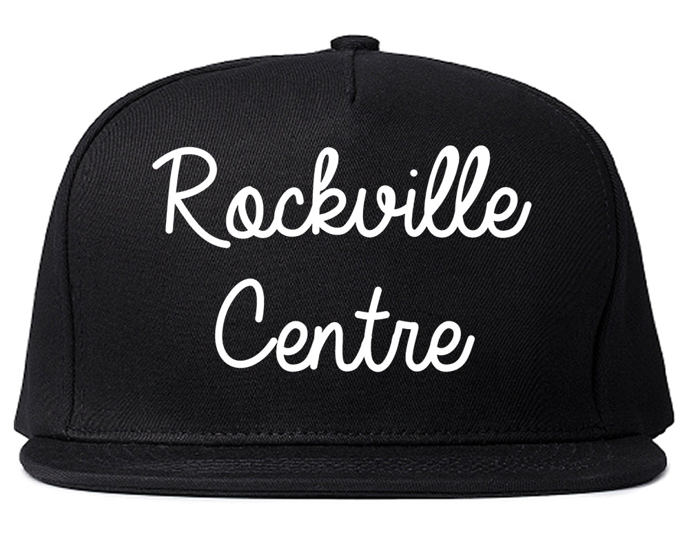 Rockville Centre New York NY Script Mens Snapback Hat Black