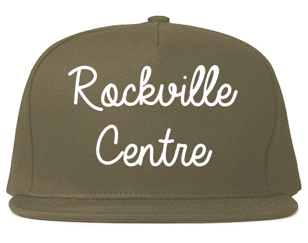 Rockville Centre New York NY Script Mens Snapback Hat Grey