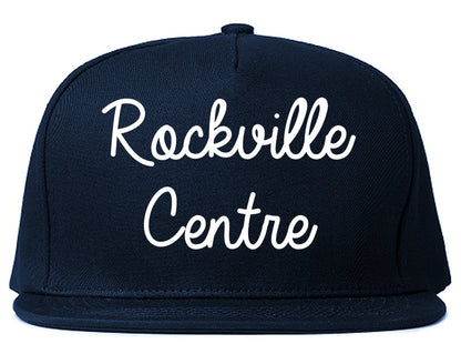 Rockville Centre New York NY Script Mens Snapback Hat Navy Blue