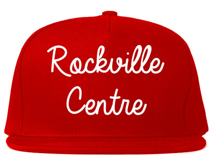 Rockville Centre New York NY Script Mens Snapback Hat Red