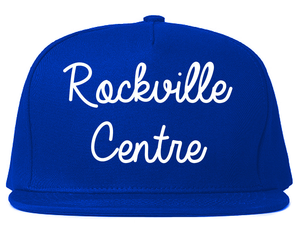 Rockville Centre New York NY Script Mens Snapback Hat Royal Blue