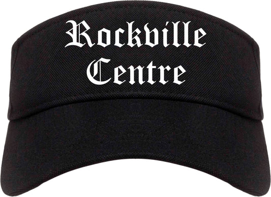 Rockville Centre New York NY Old English Mens Visor Cap Hat Black