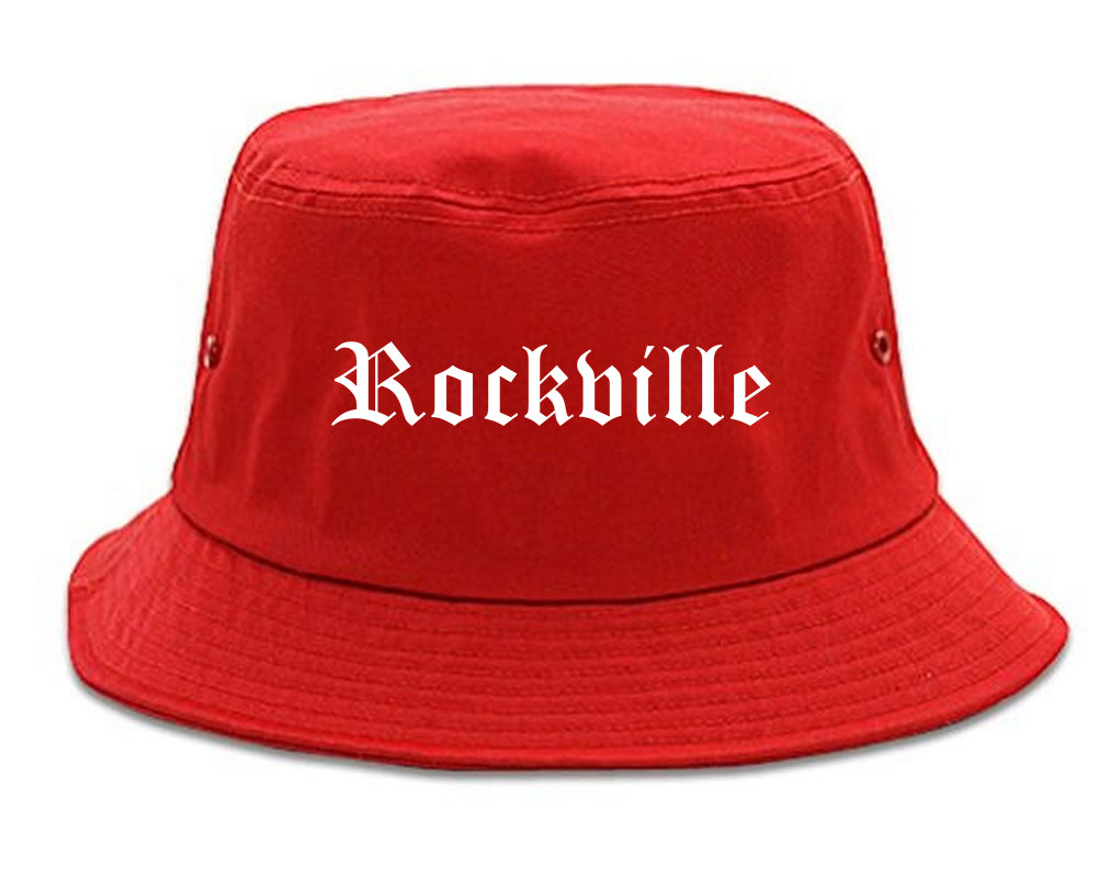 Rockville Maryland MD Old English Mens Bucket Hat Red