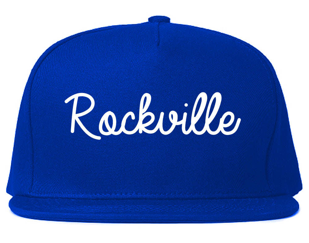 Rockville Maryland MD Script Mens Snapback Hat Royal Blue