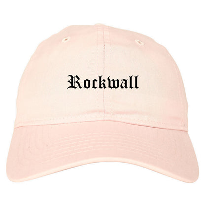 Rockwall Texas TX Old English Mens Dad Hat Baseball Cap Pink