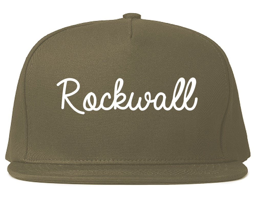 Rockwall Texas TX Script Mens Snapback Hat Grey