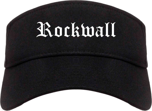 Rockwall Texas TX Old English Mens Visor Cap Hat Black