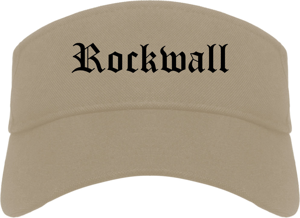 Rockwall Texas TX Old English Mens Visor Cap Hat Khaki