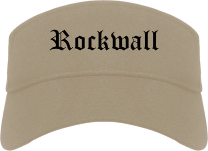 Rockwall Texas TX Old English Mens Visor Cap Hat Khaki