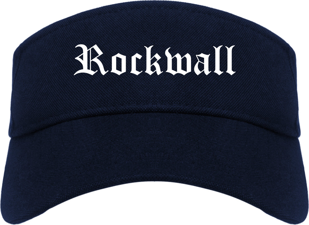 Rockwall Texas TX Old English Mens Visor Cap Hat Navy Blue