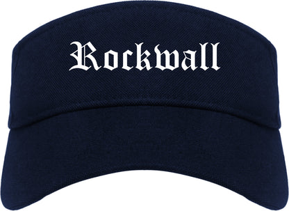 Rockwall Texas TX Old English Mens Visor Cap Hat Navy Blue