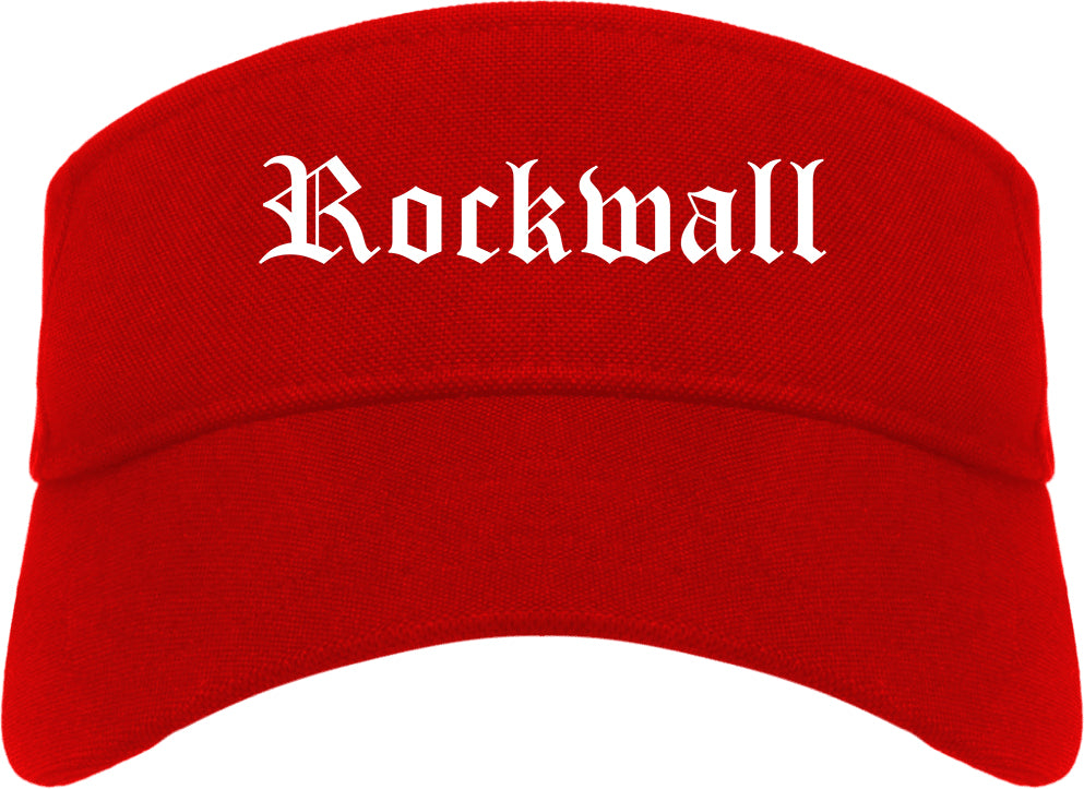 Rockwall Texas TX Old English Mens Visor Cap Hat Red