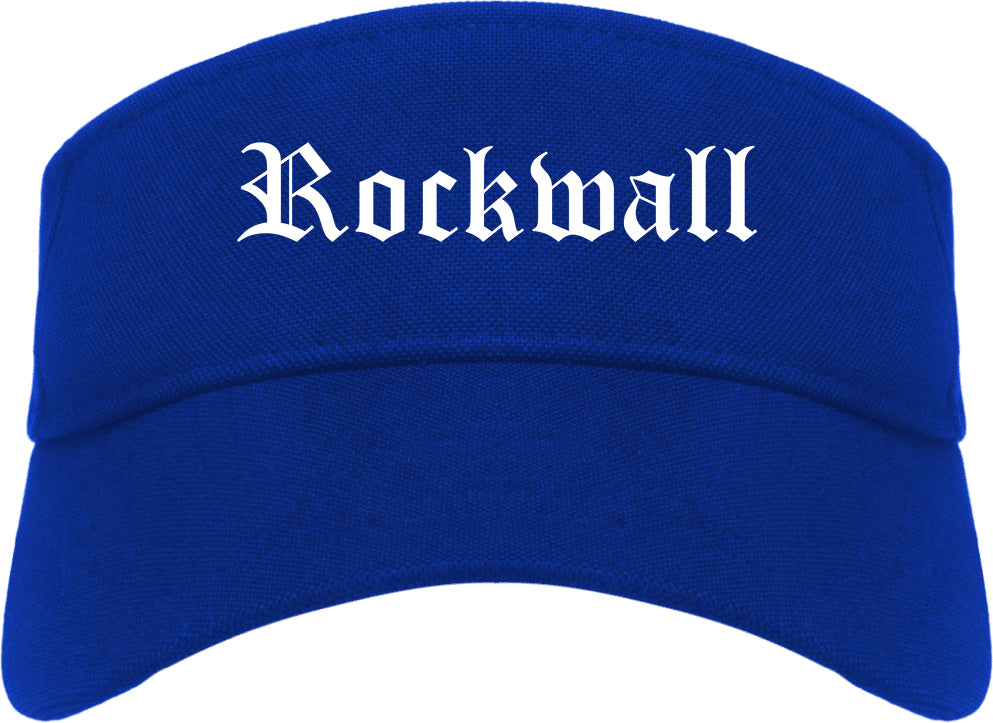 Rockwall Texas TX Old English Mens Visor Cap Hat Royal Blue