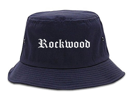 Rockwood Tennessee TN Old English Mens Bucket Hat Navy Blue