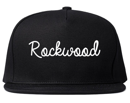 Rockwood Tennessee TN Script Mens Snapback Hat Black