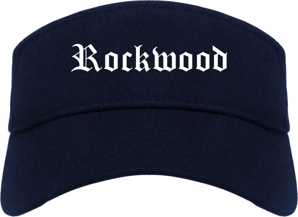 Rockwood Tennessee TN Old English Mens Visor Cap Hat Navy Blue